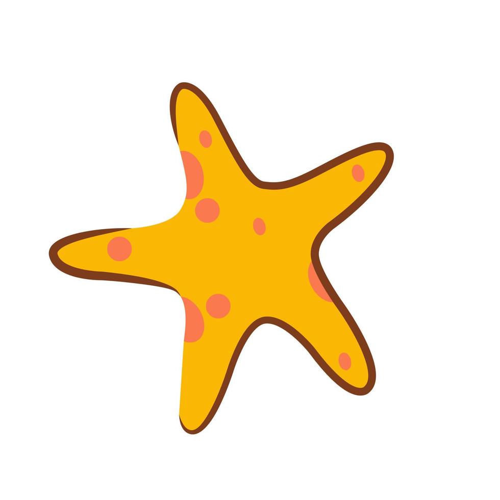 A starfish in a flat style on a white background. Summer vector illustration.