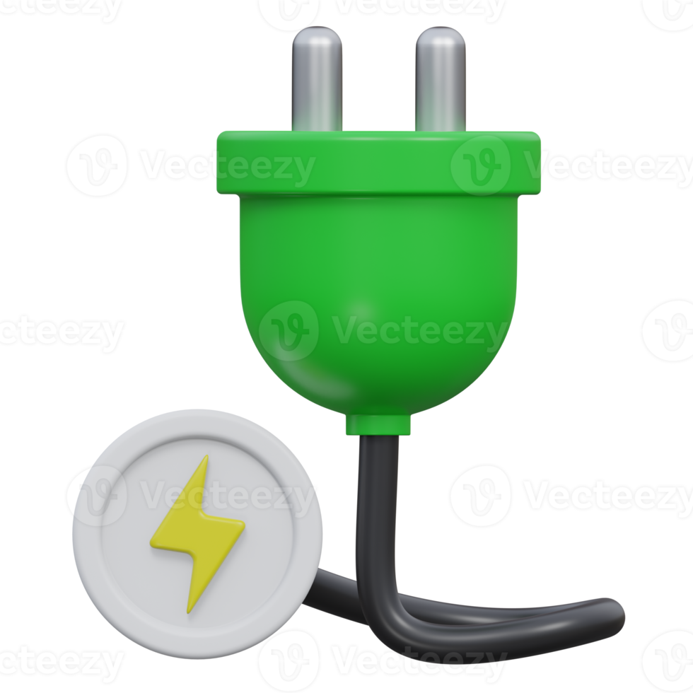 power plug 3d rendering icon illustration with transparent background, bio energy png