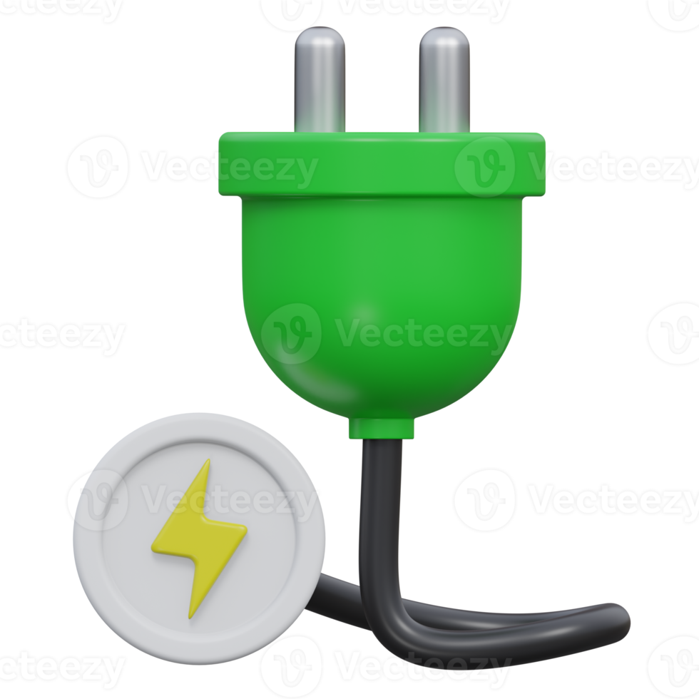 Puissance prise de courant 3d le rendu icône illustration avec transparent arrière-plan, bio énergie png