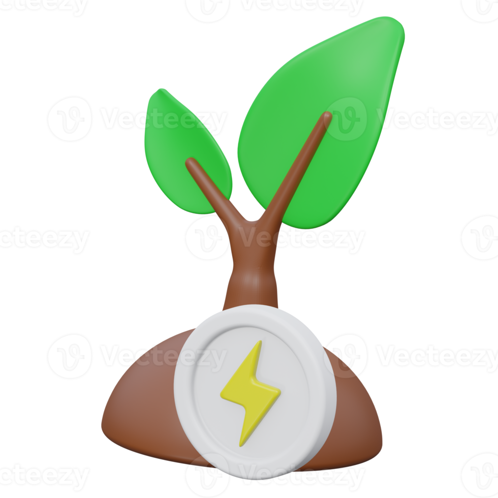 eco energy 3d rendering icon illustration with transparent background, bio energy png