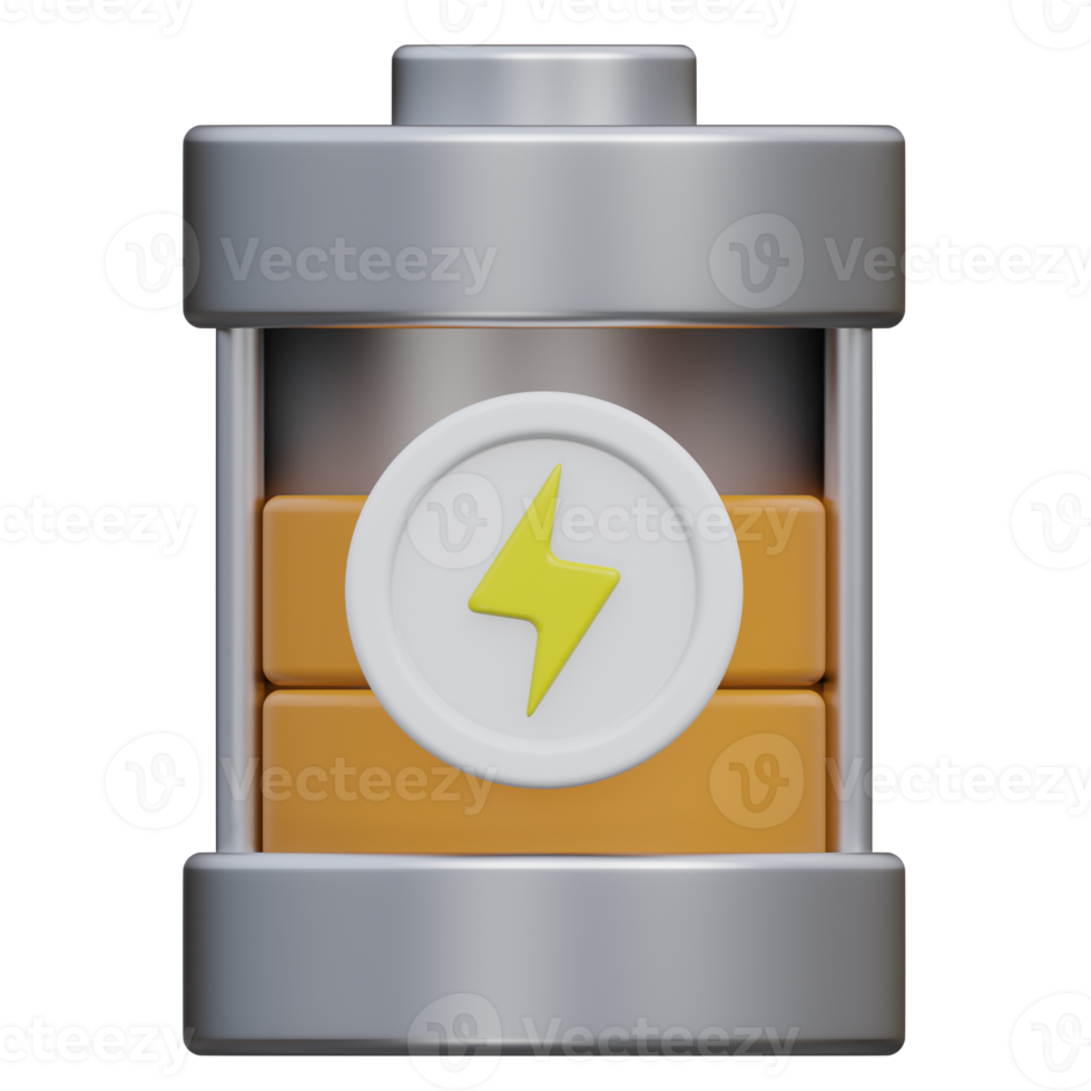 charging battery 3d rendering icon illustration with transparent background, bio energy png