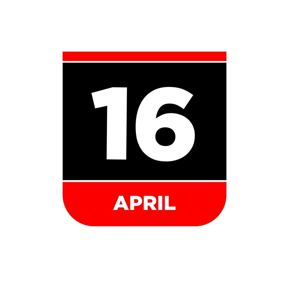 16th April calendar page icon. 16 Apr day. vector