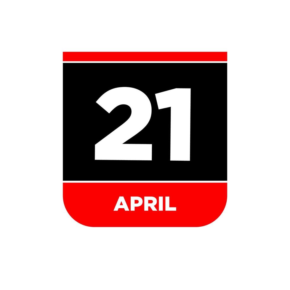 21st April calendar page icon. 21 Apr day. vector