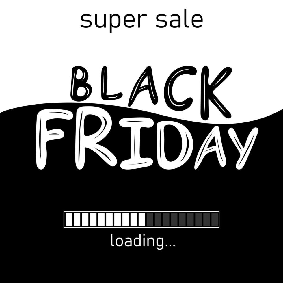 Black Friday Sale loading banner. Modern minimal design with black and white typography. vector