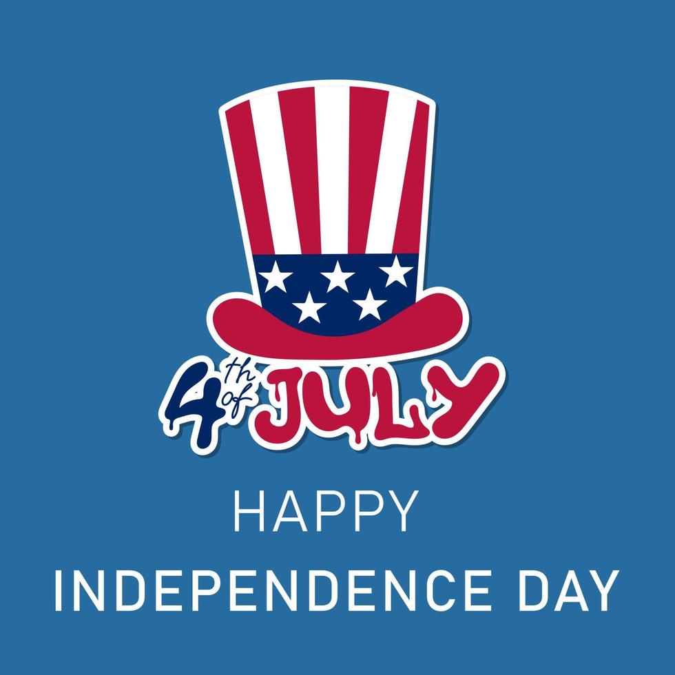 4th of July greeting card with Uncle Sam hat vector