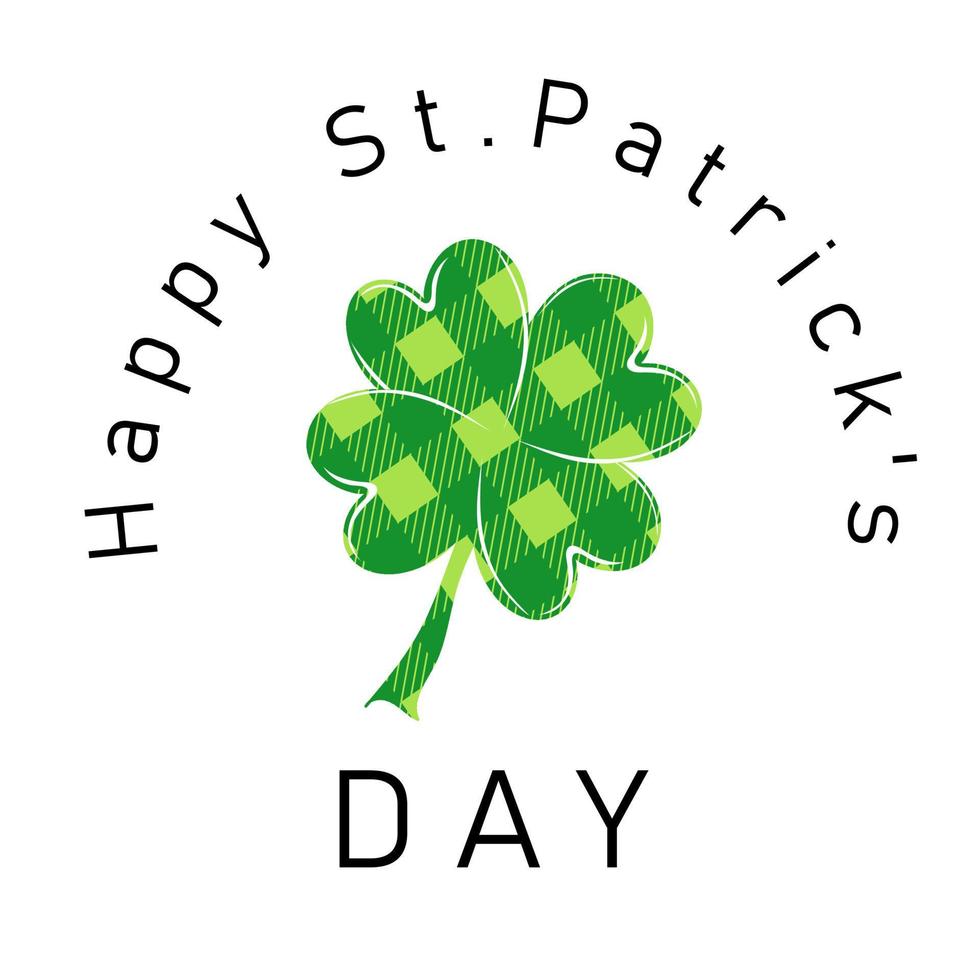 Happy St.Patrick's day. Clover with chequered texture vector