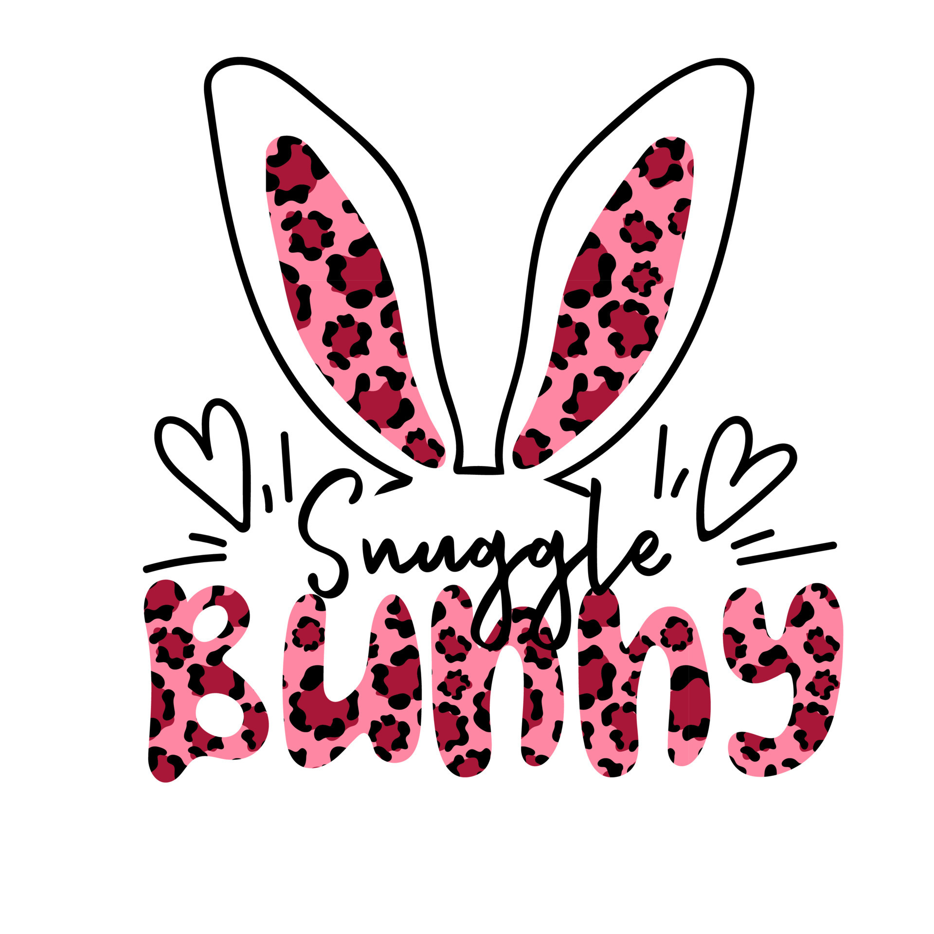 Snuggle bunny. Hand drawn text with bunny ears and hearts 22168193