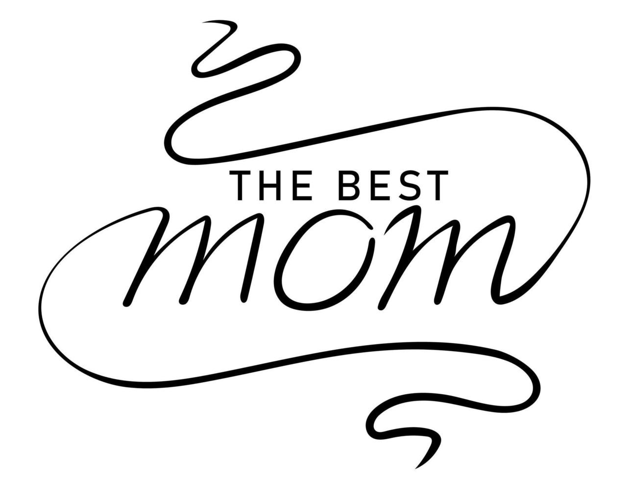 The best mom calligraphic inscription with smooth lines vector