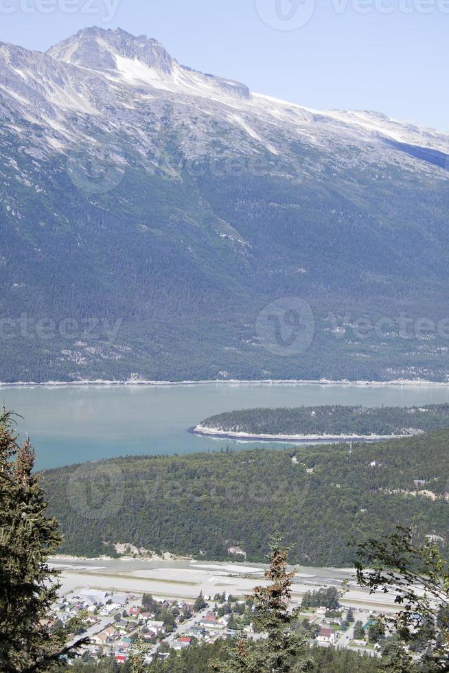 Skagway Town Aerial View And A Mountain photo