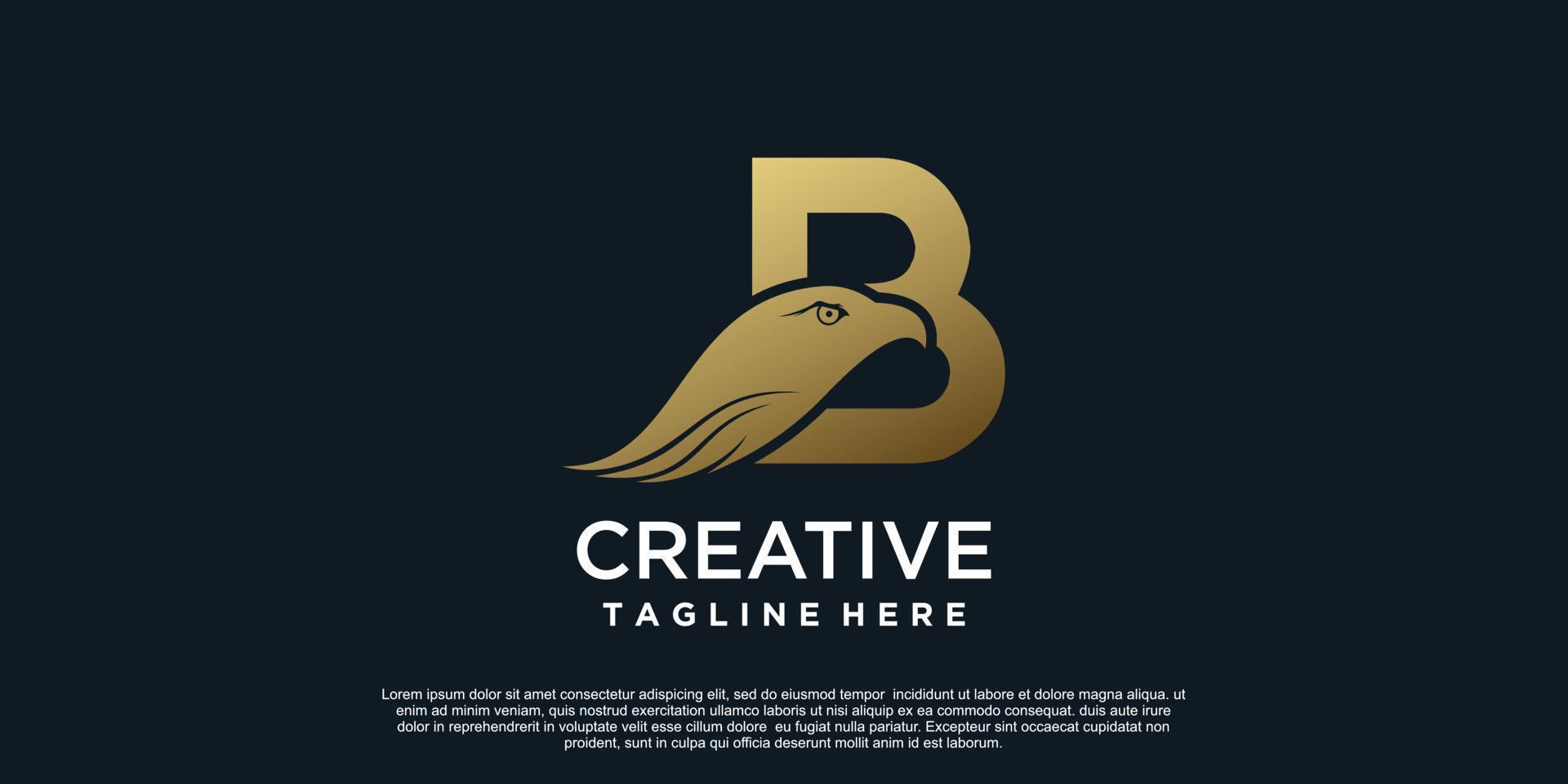 Letter B logo design with head eagle unique concept Premium Vector
