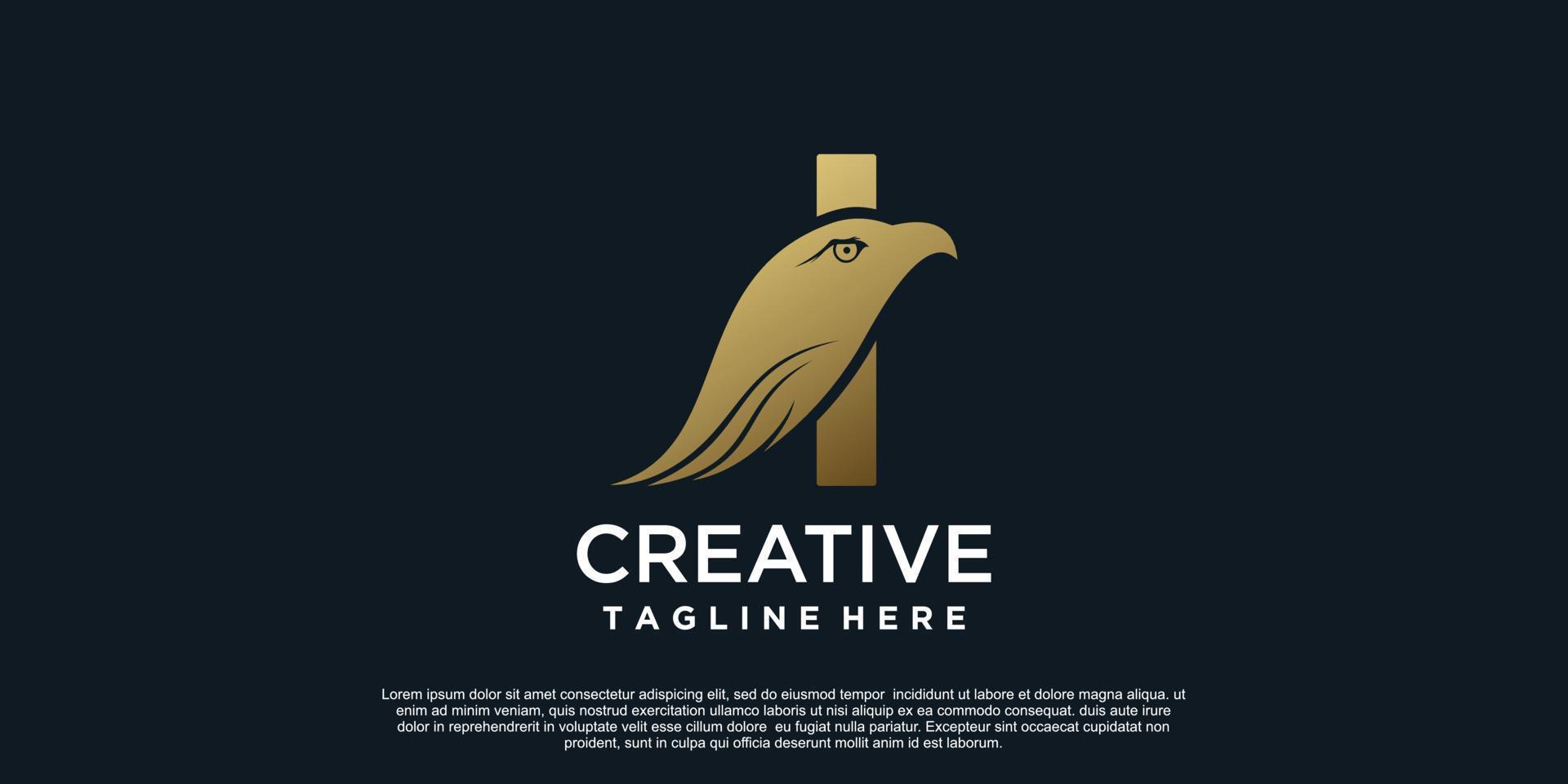 Letter I logo design with head eagle unique concept Premium Vector