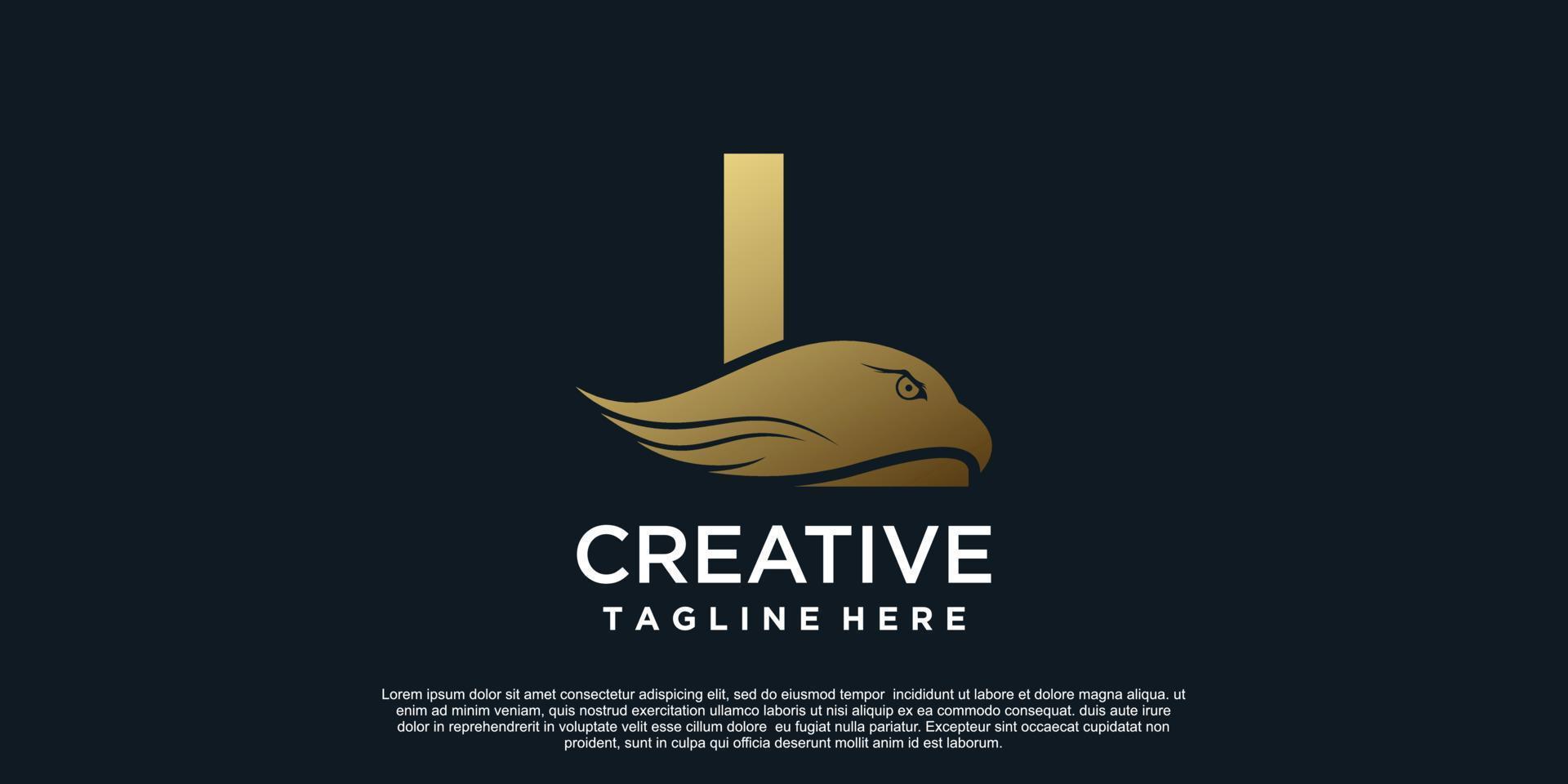 Letter L logo design with head eagle unique concept Premium Vector