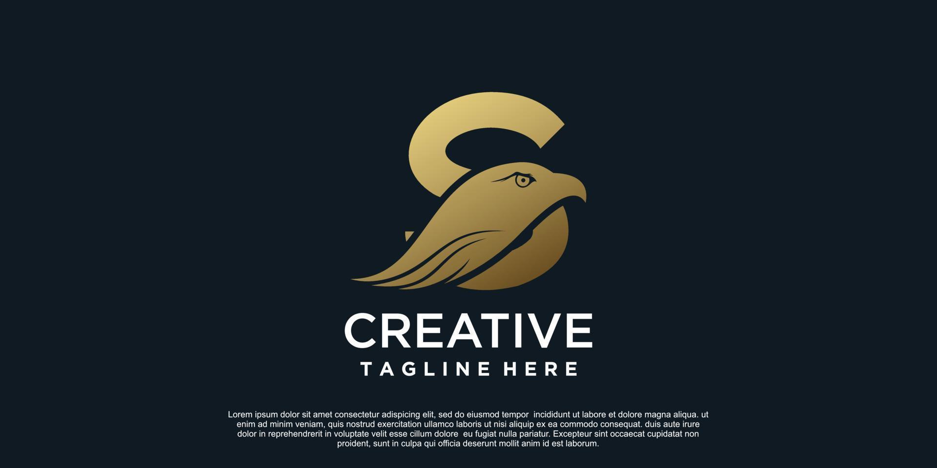 letra s logo diseño con cabeza águila único concepto prima vector