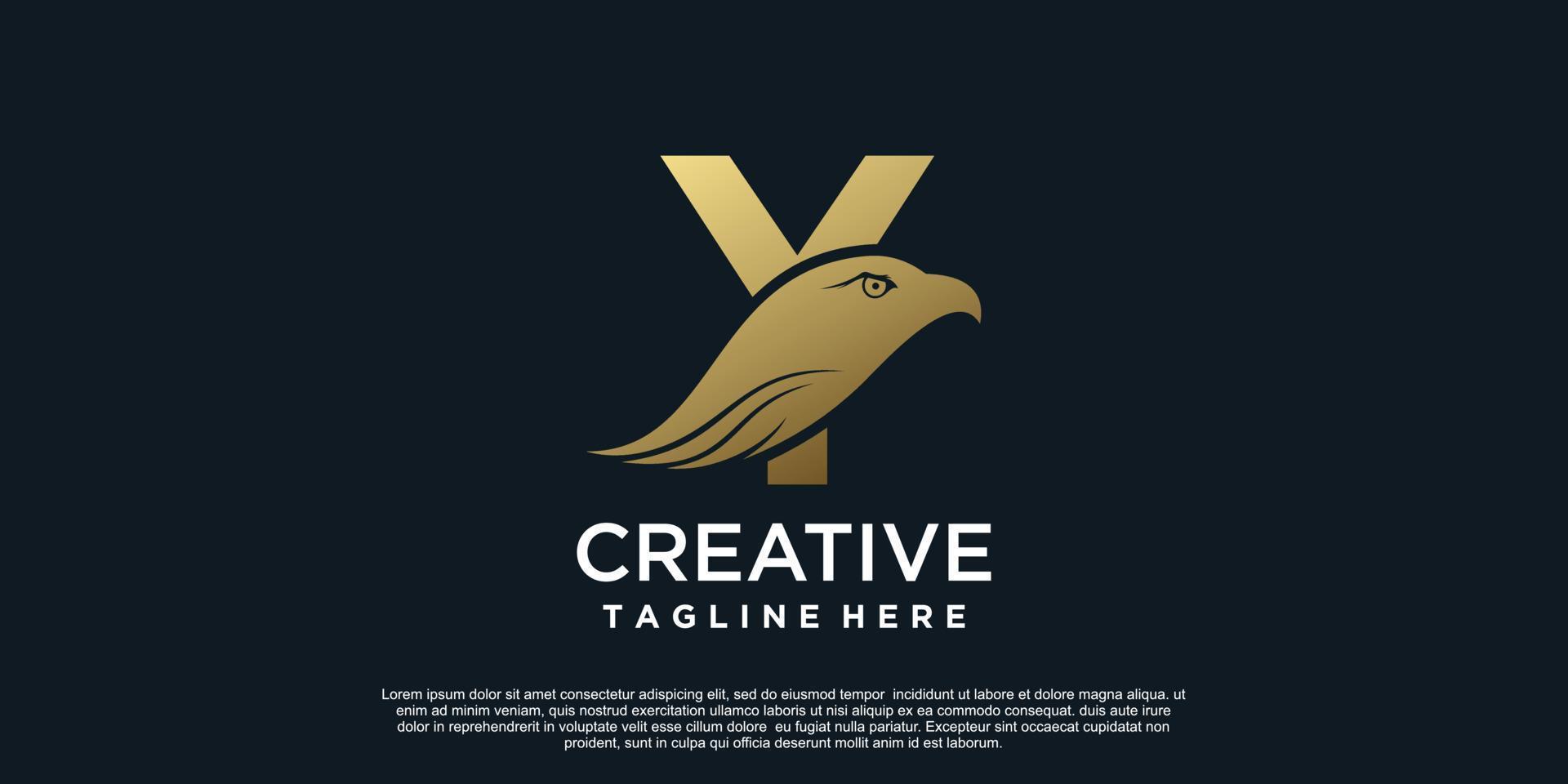 Letter Y logo design with head eagle unique concept Premium Vector