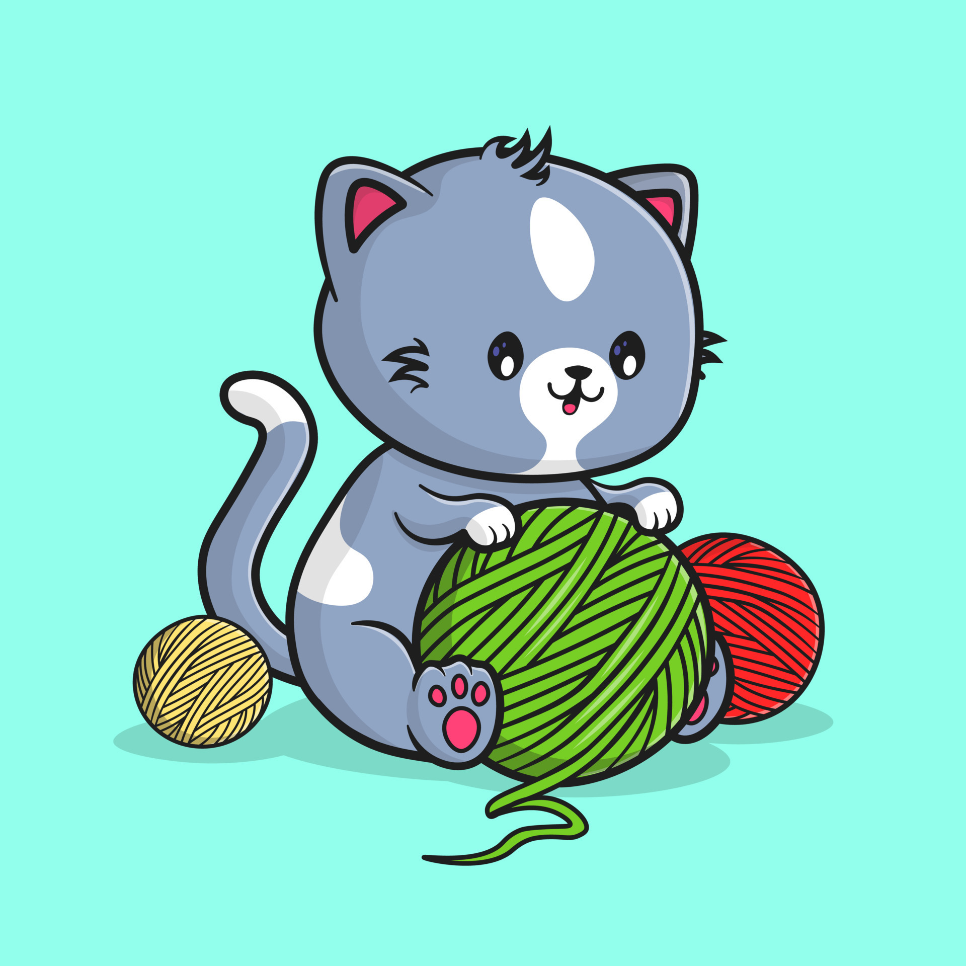 ball of yarn clip art cat