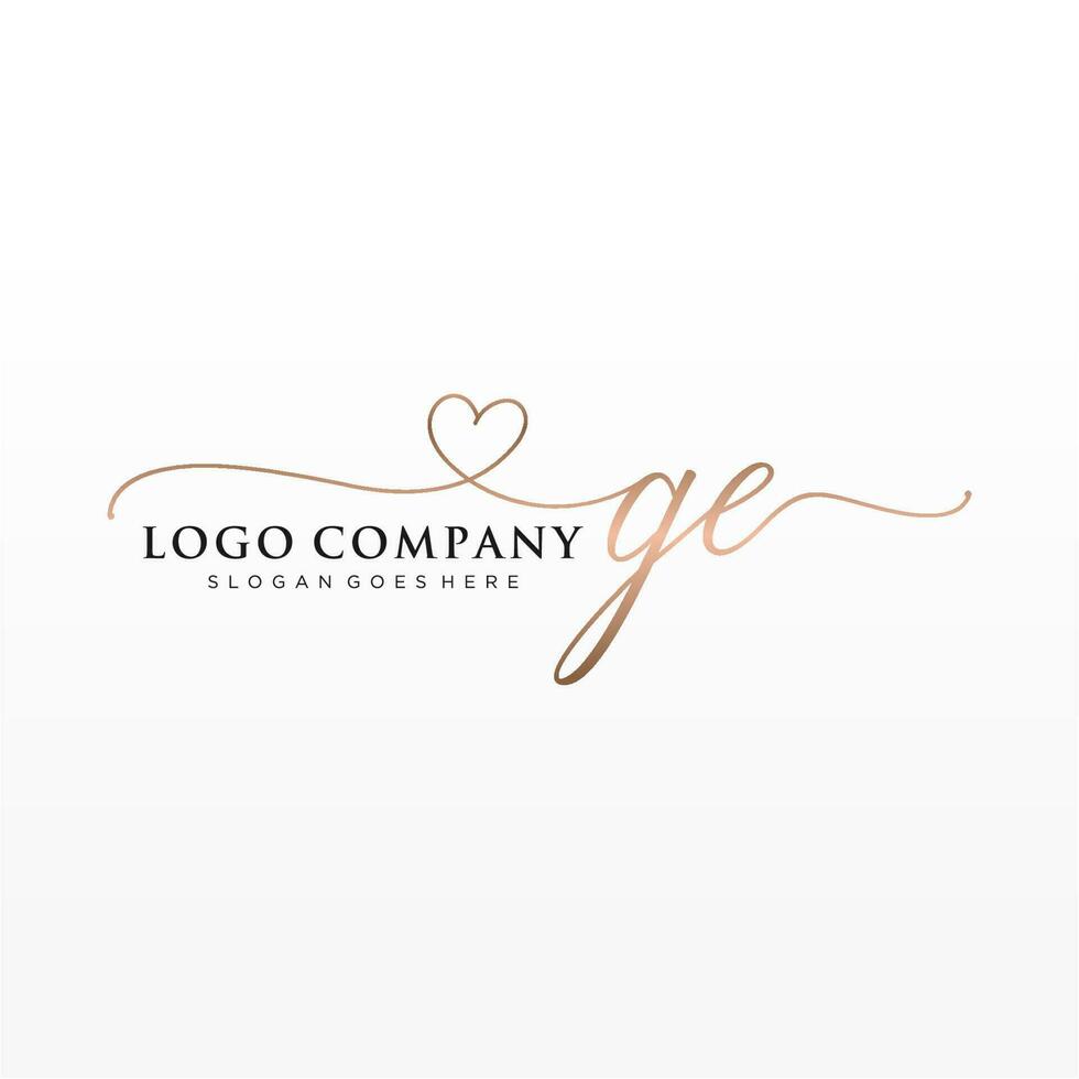 Initial GE feminine logo collections template. handwriting logo of initial signature, wedding, fashion, jewerly, boutique, floral and botanical with creative template for any company or business. vector