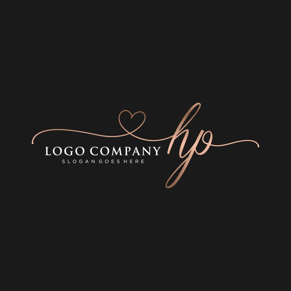 Initial HP feminine logo collections template. handwriting logo of initial signature, wedding, fashion, jewerly, boutique, floral and botanical with creative template for any company or business. vector