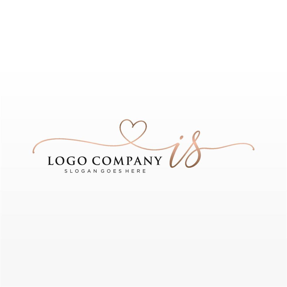 Initial IS feminine logo collections template. handwriting logo of initial signature, wedding, fashion, jewerly, boutique, floral and botanical with creative template for any company or business. vector