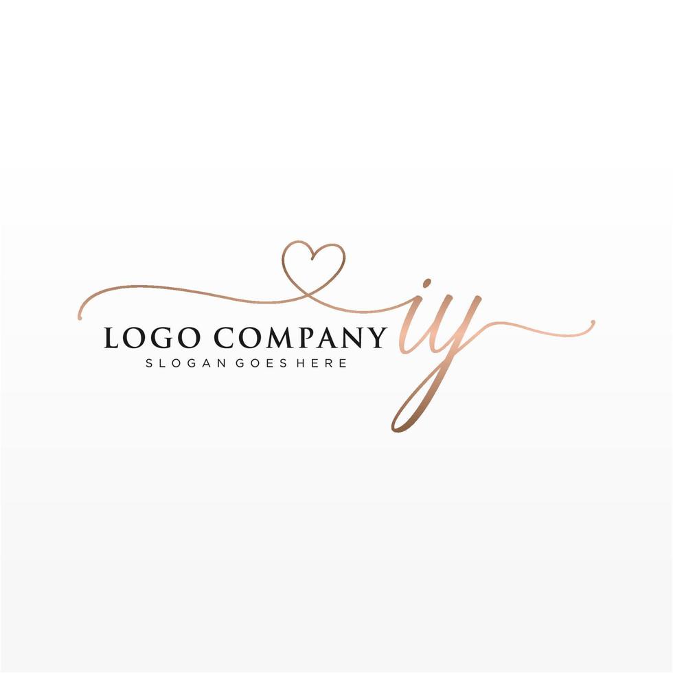 Initial IY feminine logo collections template. handwriting logo of initial signature, wedding, fashion, jewerly, boutique, floral and botanical with creative template for any company or business. vector