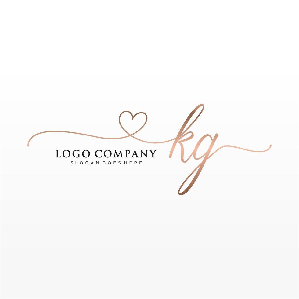 Initial KG feminine logo collections template. handwriting logo of initial signature, wedding, fashion, jewerly, boutique, floral and botanical with creative template for any company or business. vector