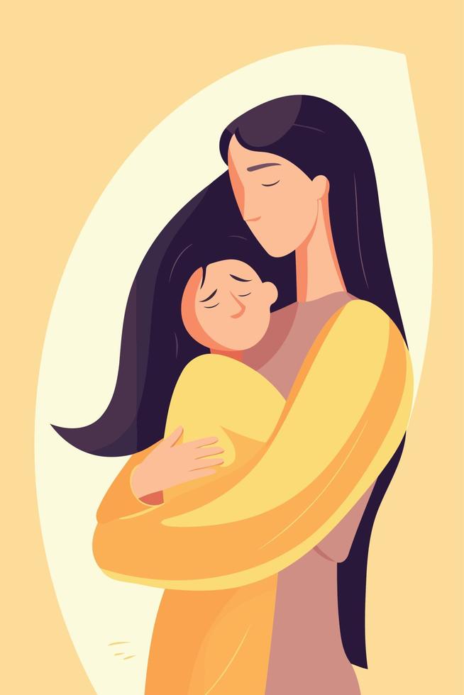 mothers day woman hugging daughter vector