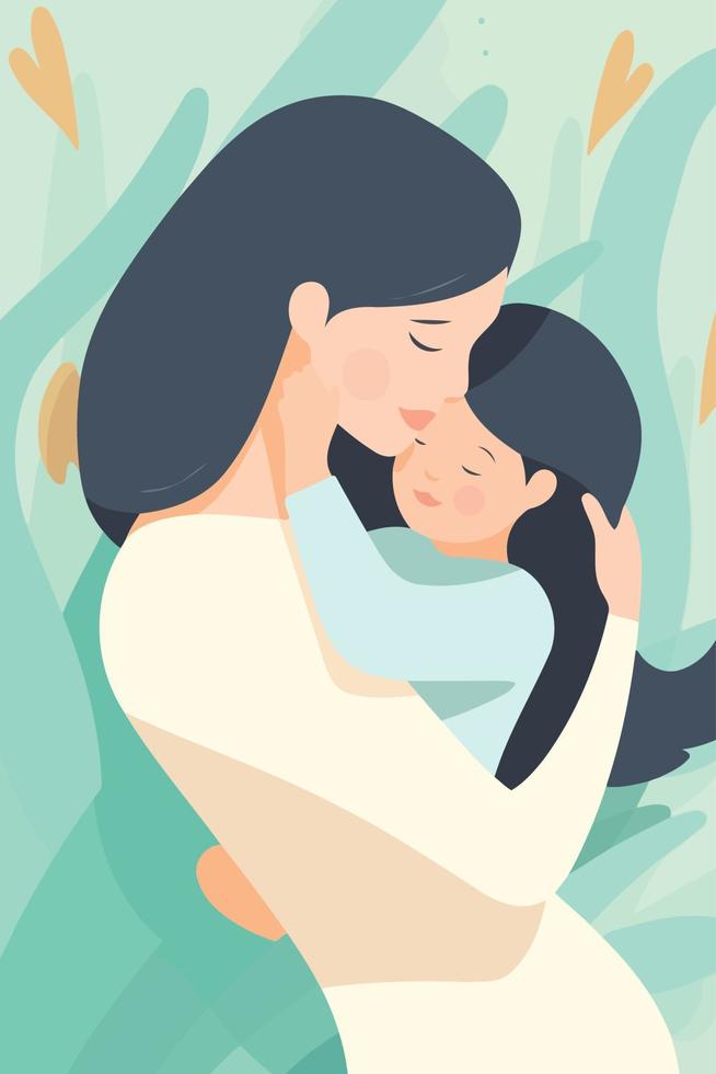 mothers day woman hugging daughter vector