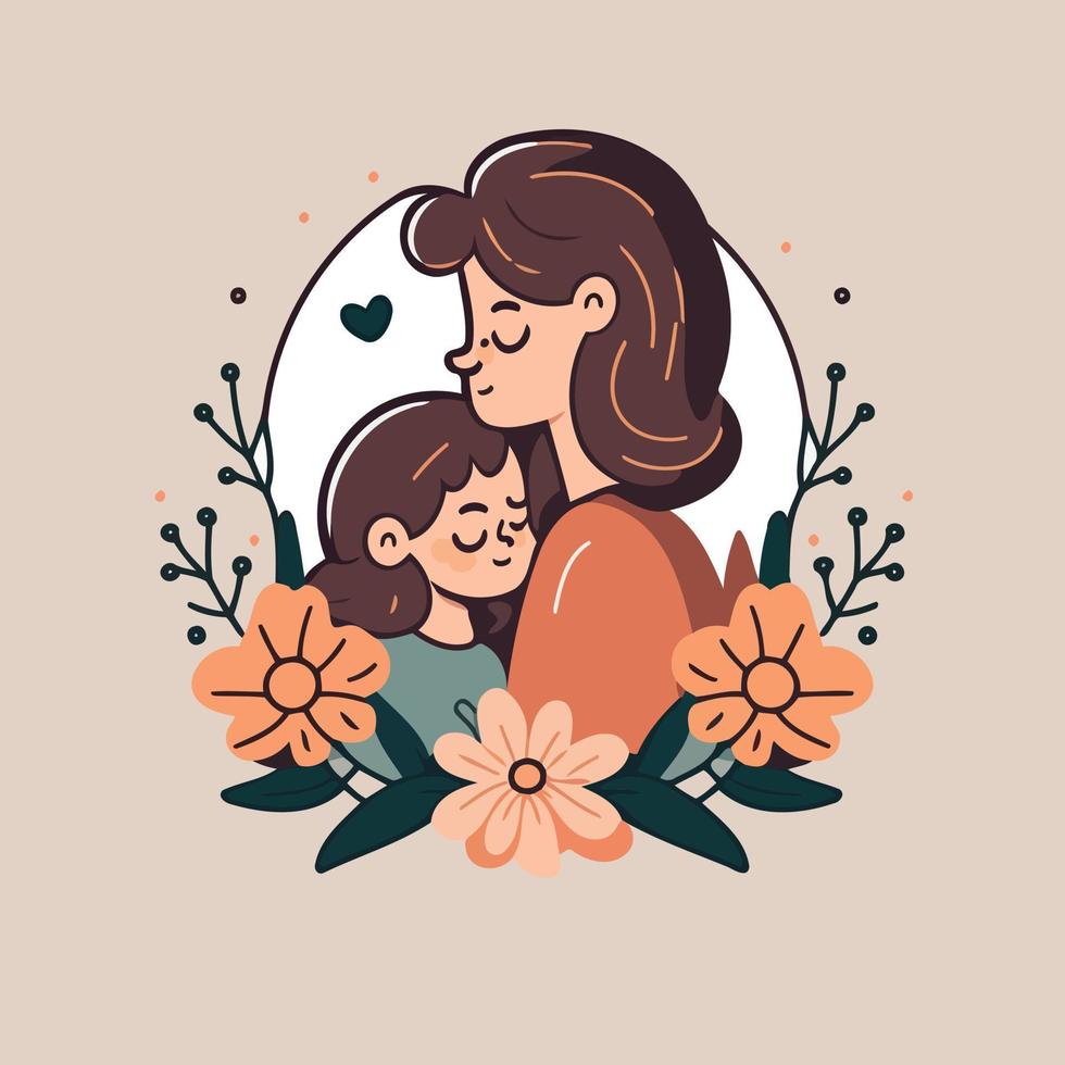 mothers day woman with her daughter vector