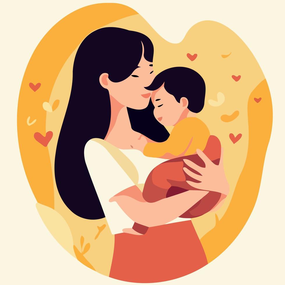 mothers day woman holding baby with love vector