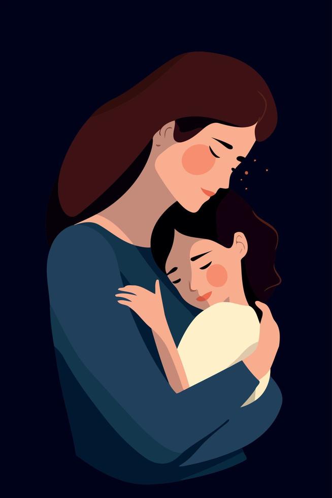 mothers day woman hugging daughter vector