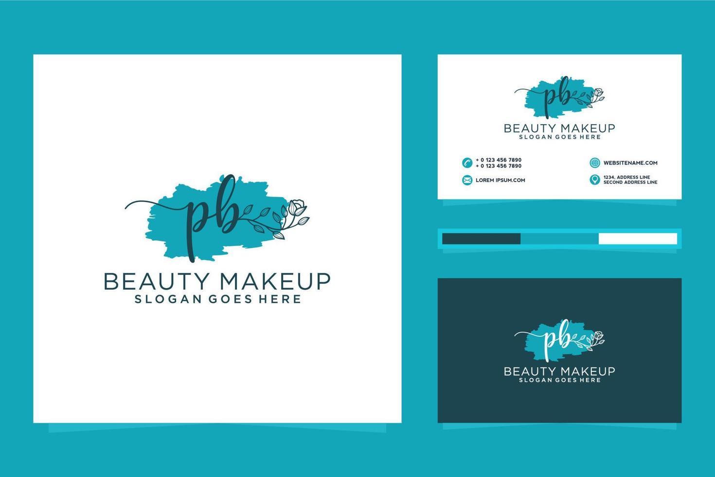 Initial PB Feminine logo collections and business card template Premium Vector
