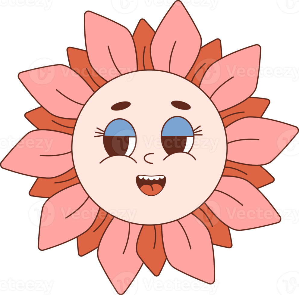 Groovy pink flower power png