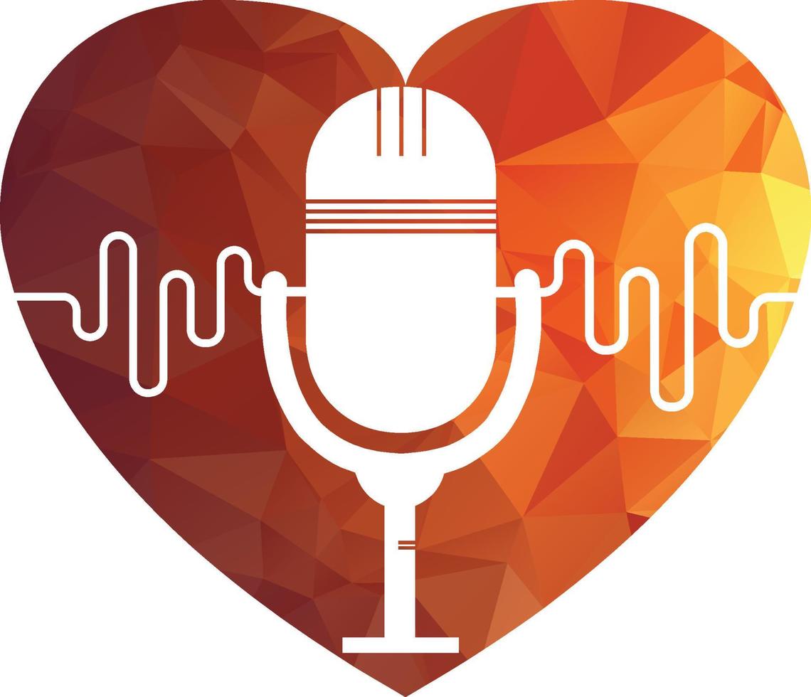 podcast sound wave logo template vector. podcast pulse logo heart rhythm medical vector