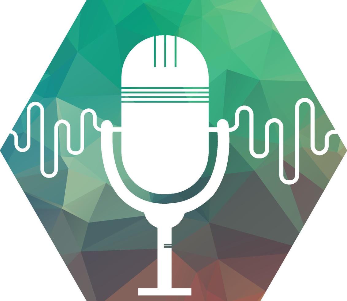 podcast sound wave logo template vector. podcast pulse logo heart rhythm medical vector