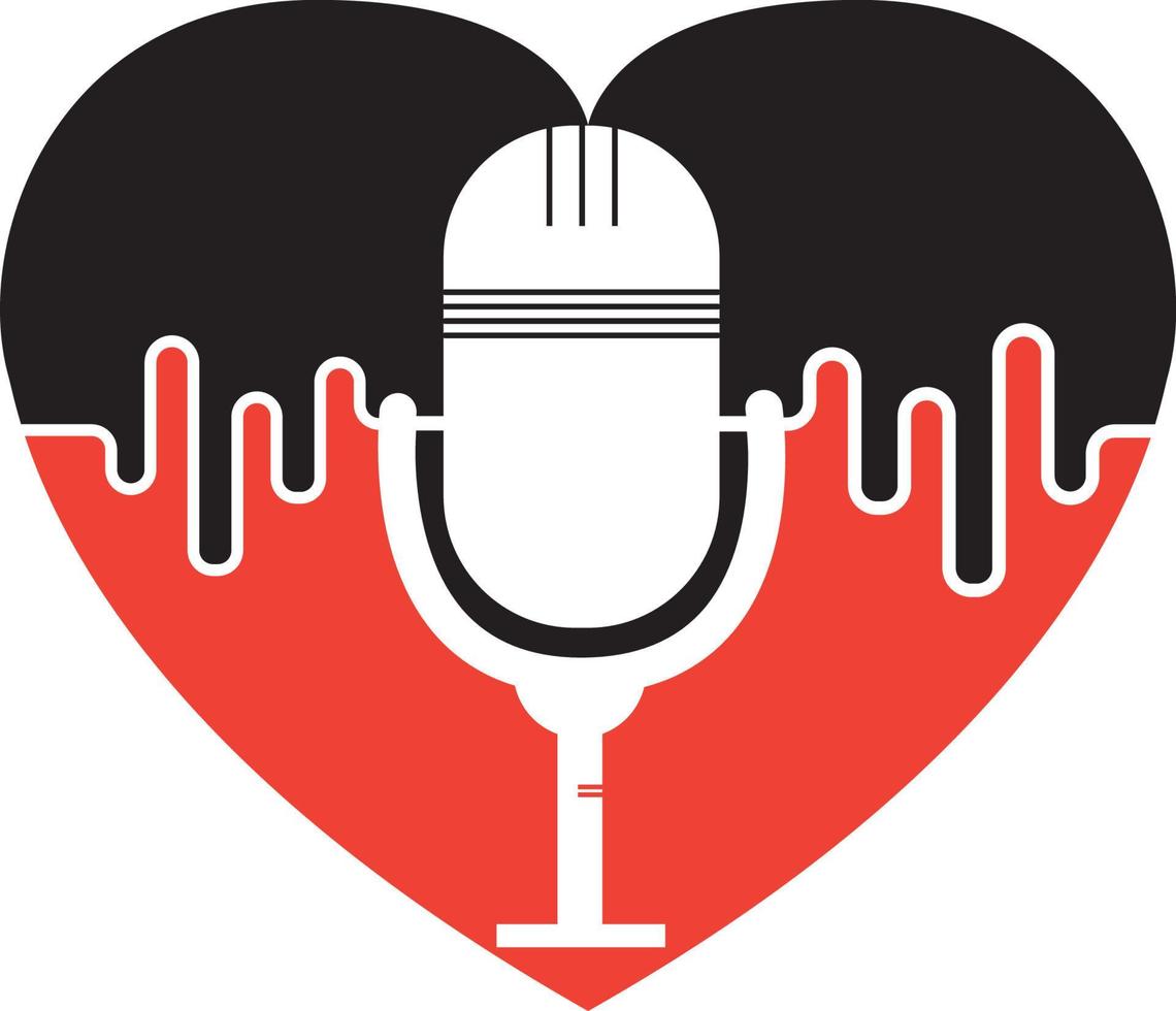 podcast sonido ola logo modelo vector. podcast legumbres logo corazón ritmo médico vector