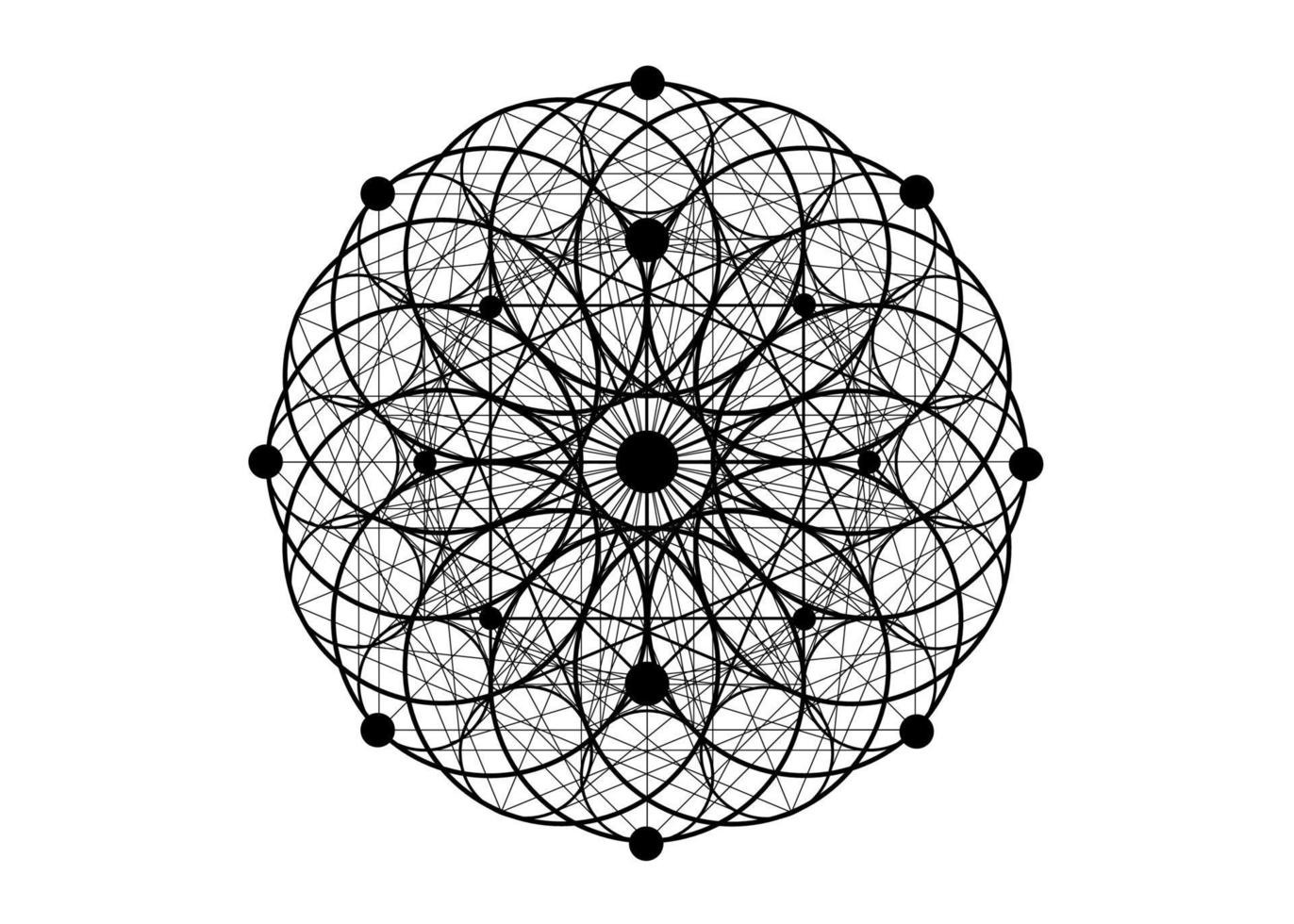 Seed of life symbol Sacred Geometry. Logo icon Geometric mystic mandala of alchemy esoteric Flower of Life. Holy trinity sign Vector black tattoo divine meditative amulet isolated on white background