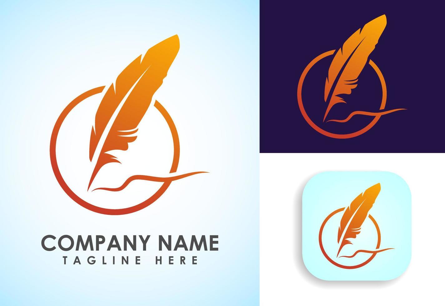 Feather logo design vector template. Feather logo for a writer or publishers.