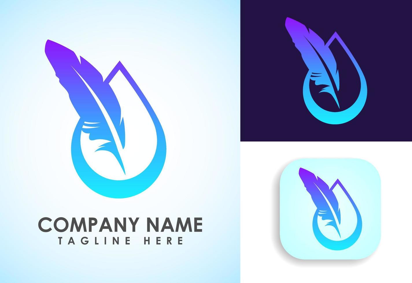 Feather logo design vector template. Feather logo for a writer or publishers.