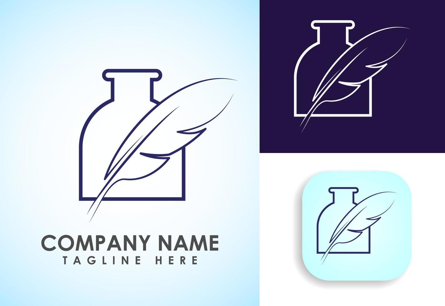 Feather logo design vector template. Feather logo for a writer or publishers.