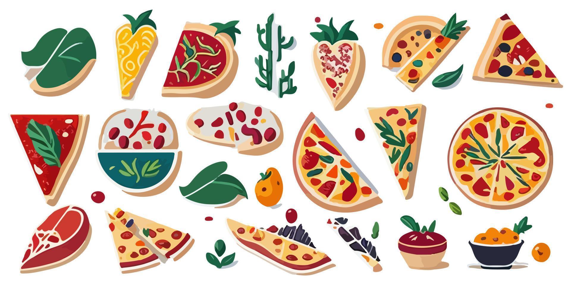 tradicional italiano Pizza caja con recién horneado rebanadas, plano vector ilustración