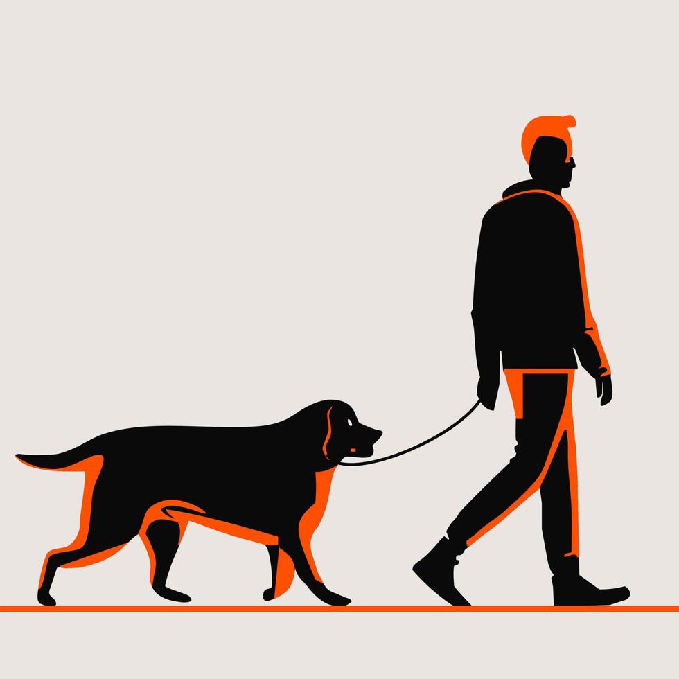 Cool man walking dog vector