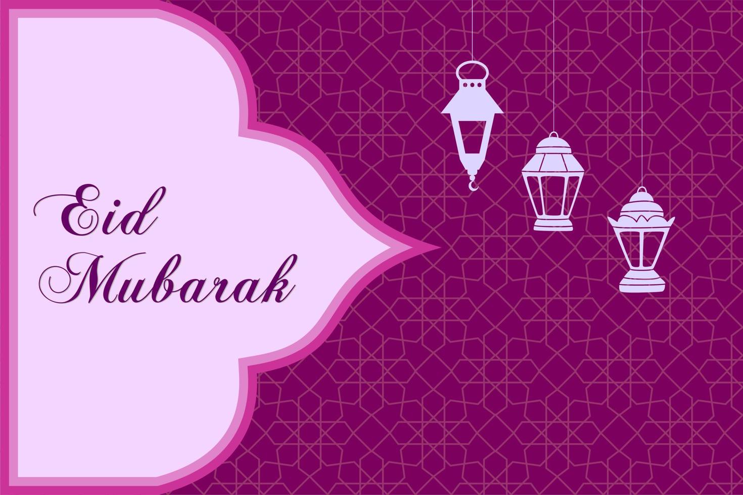 Eid mubarak design in purple background. Islamic celebration in minimalist and elegant design. vector