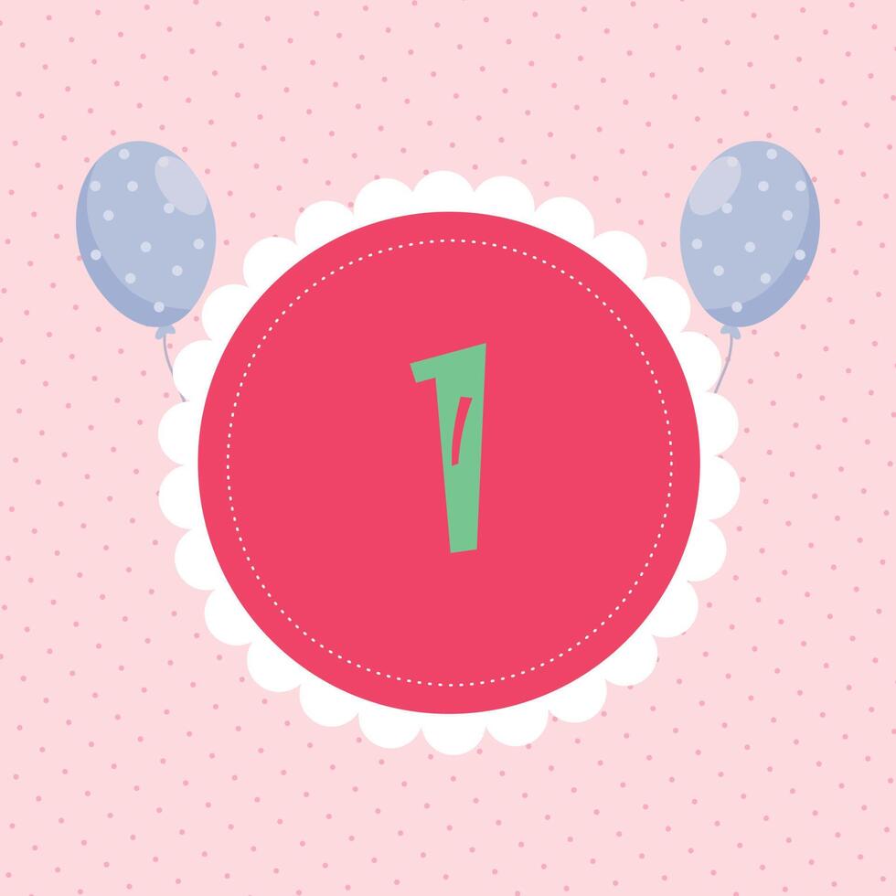 Number 1 Design with balloon for Baby Learning 22169568 Vector Art at