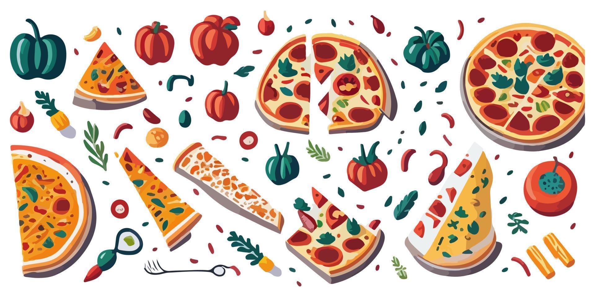 Yummy Flat Vector Illustration of a Pizza Slice with Cheese