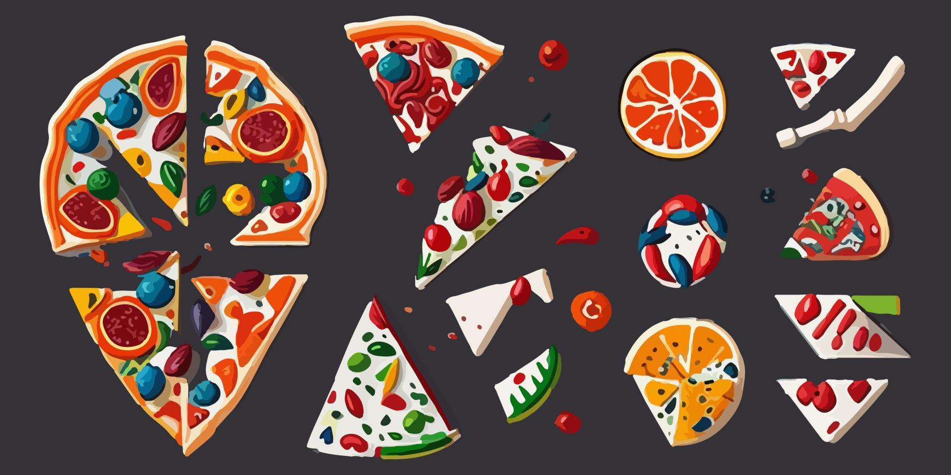 Delicious Flat Vector Illustration of a Pizza Menu Design