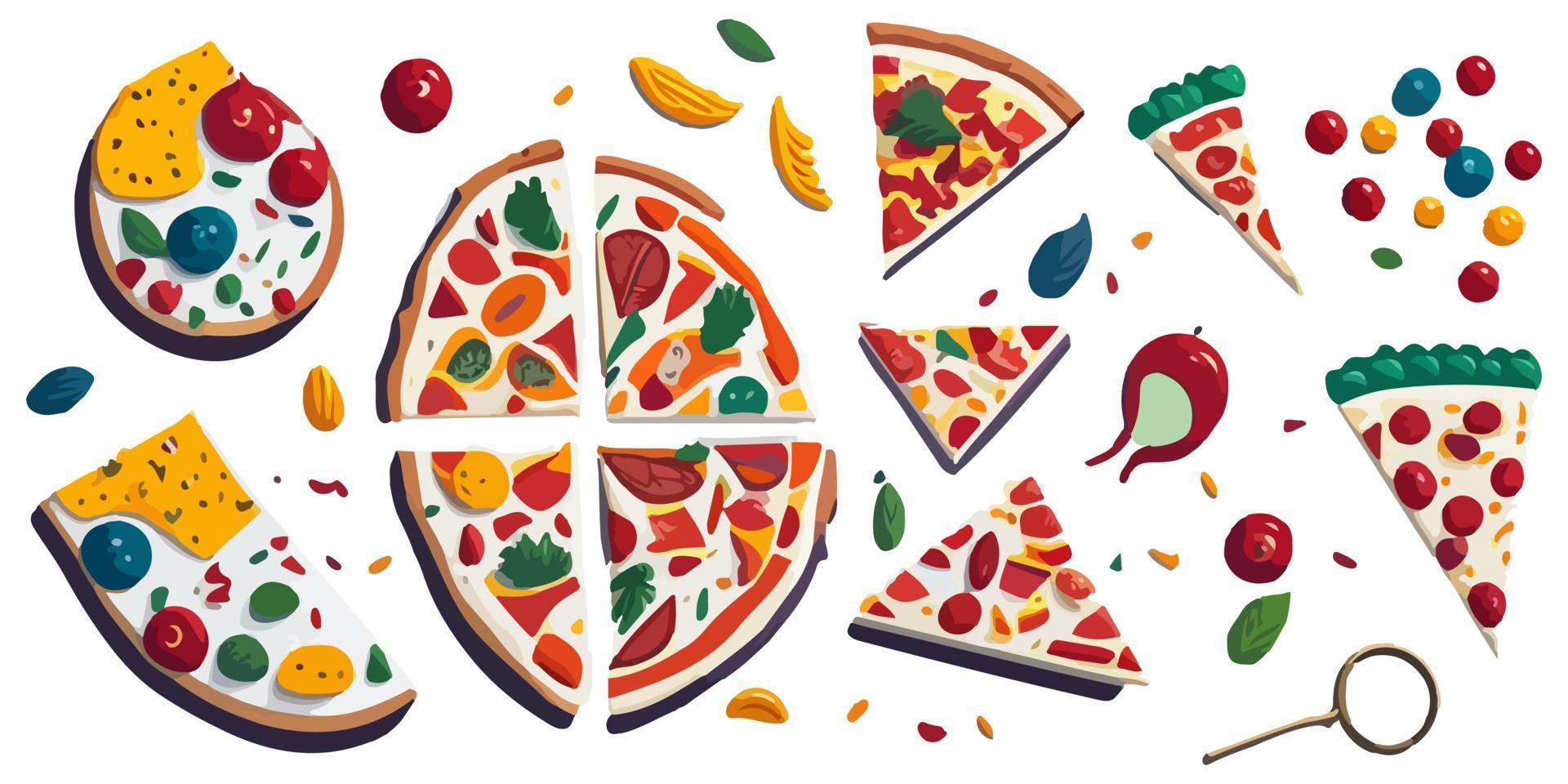 Tasty and Cheesy Flat Vector Illustration of a Pizza Pie