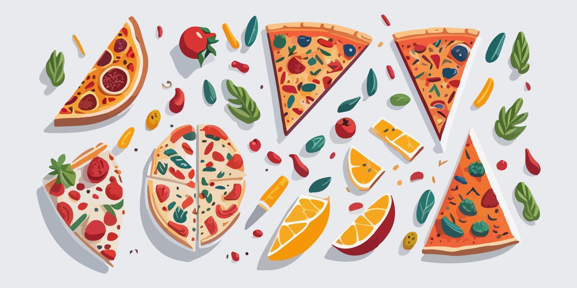 Tasty and Savory Flat Vector Illustration of a Slice of Cheese Pizza