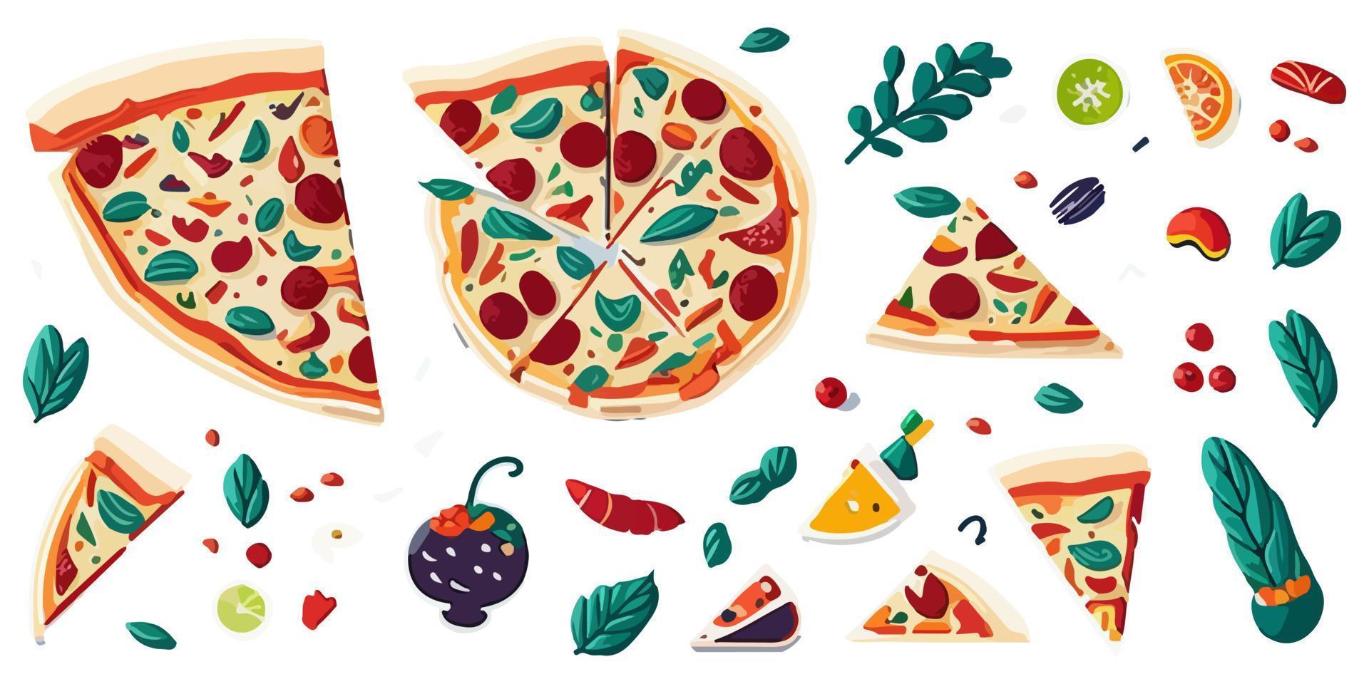 Delicious Flat Vector Illustration of a Slice of Mushroom Pizza