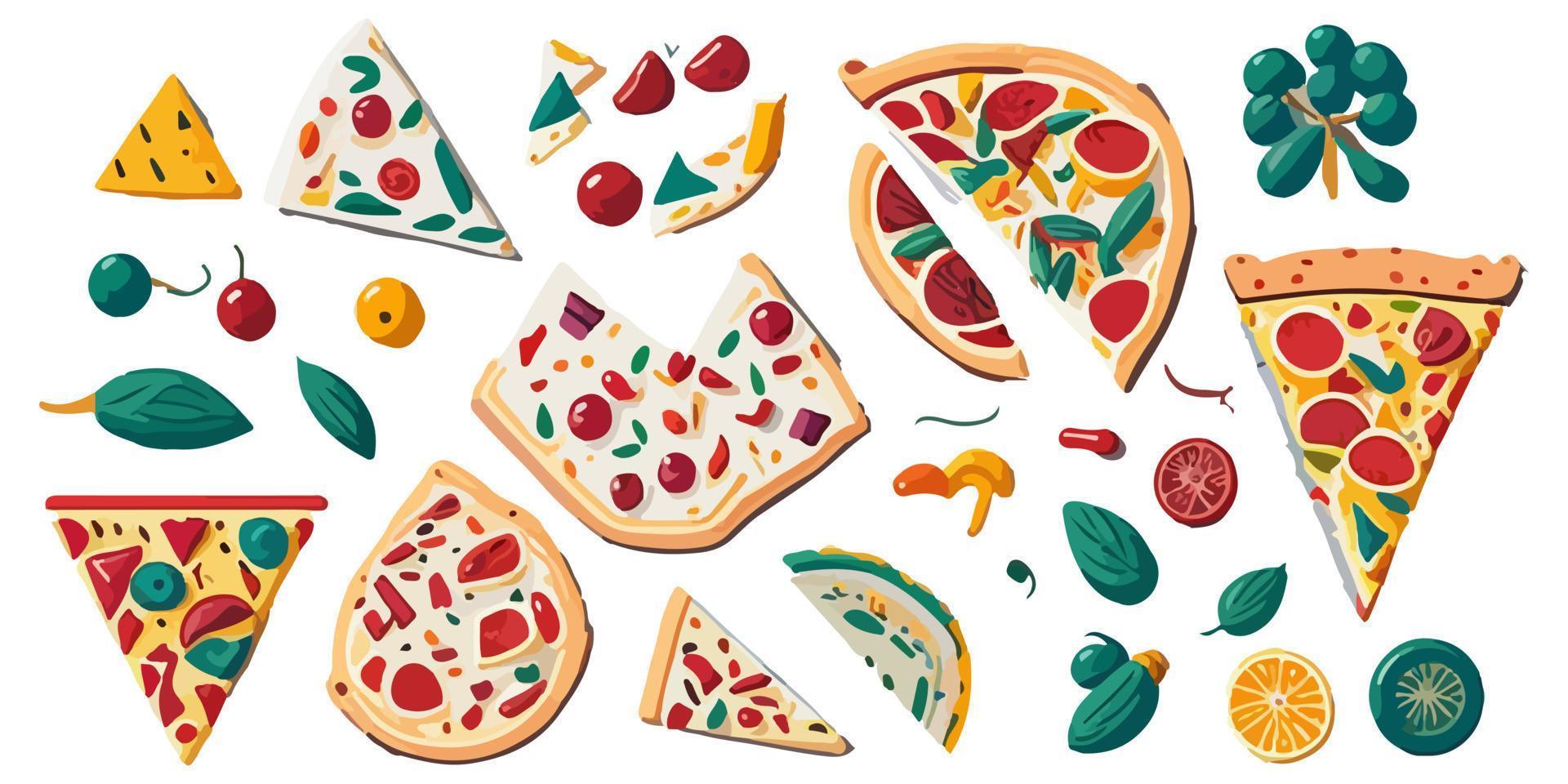 Delicious Flat Vector Illustration of a Slice of Pepperoni Pizza
