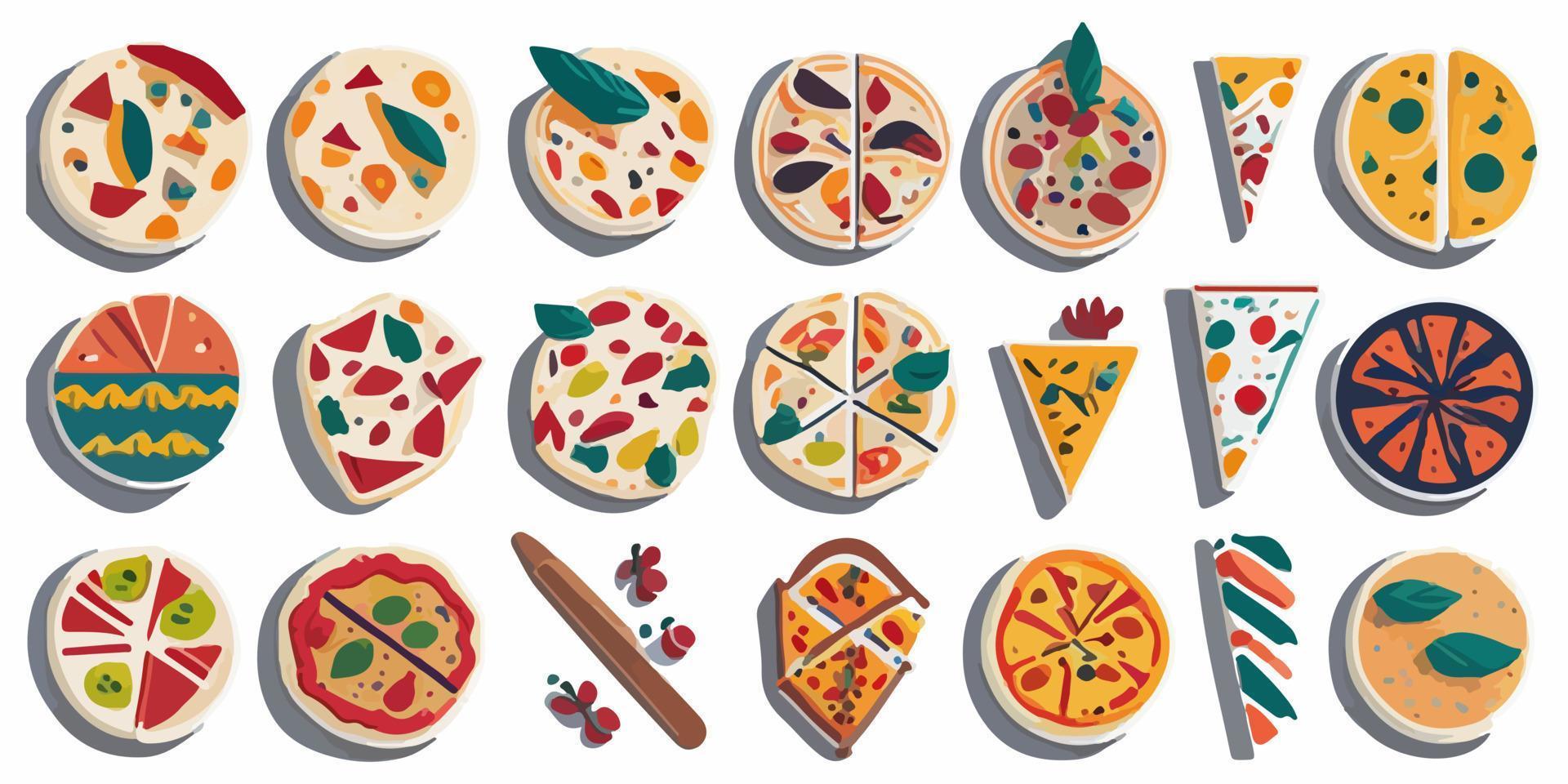 Traditional Italian Dinner of Colorful Pizza Triangles vector
