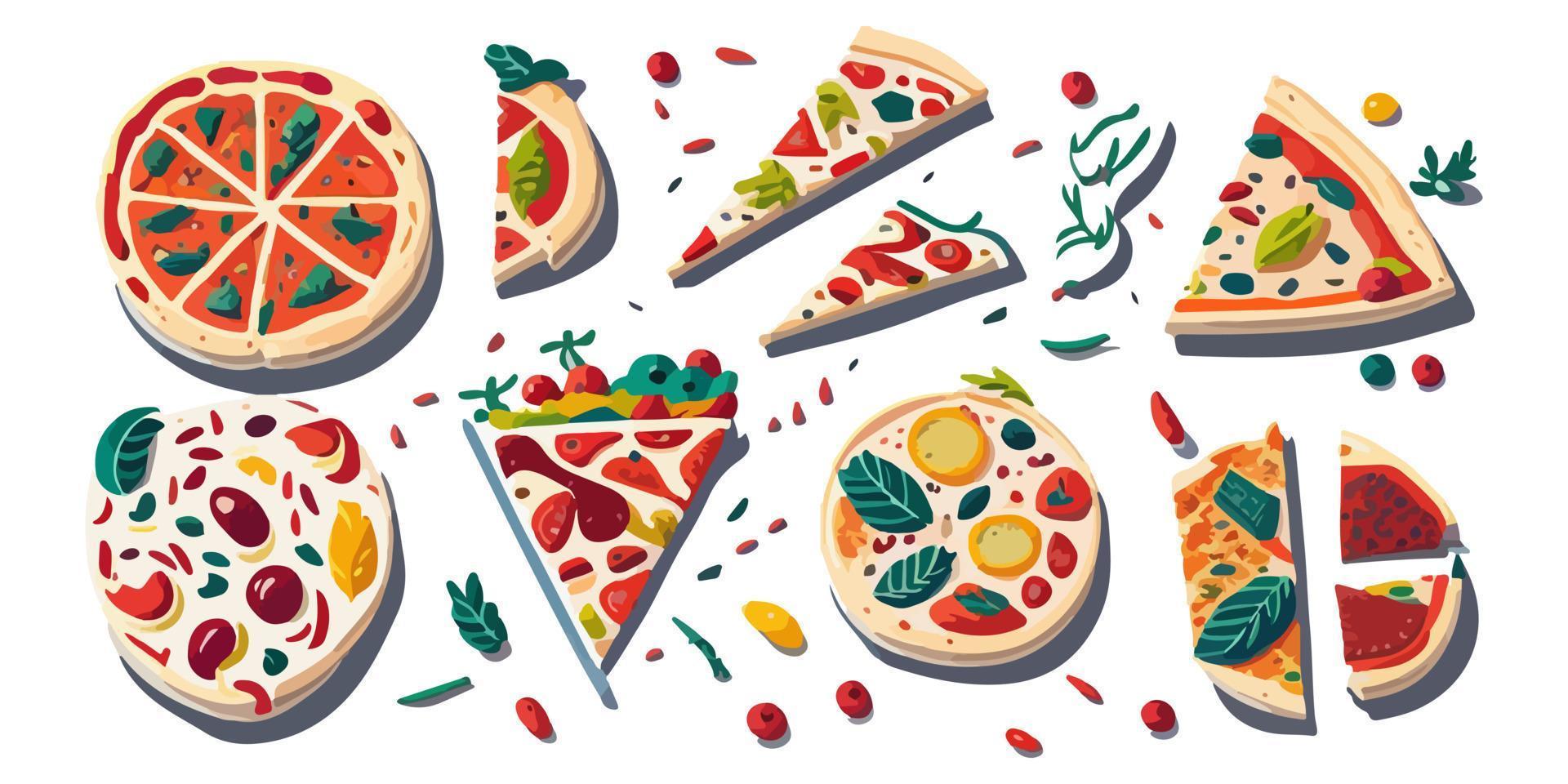 Serve up some tasty pizza designs with these flat vector slices